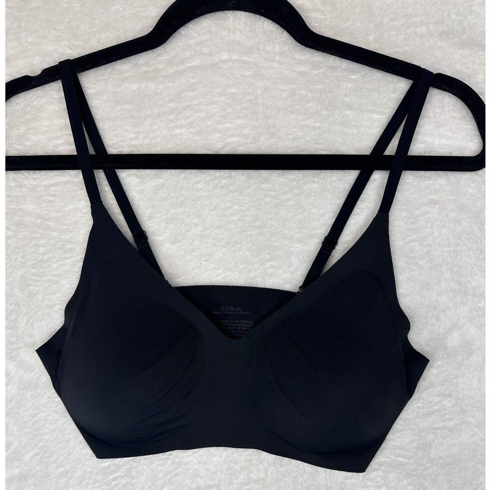 Soma Enbliss Triangle Lift Bralette Women Large Black Wireless Adjustable Straps